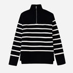Stylowy Sweter w Paski na Wszystkie Pory Roku-Sweaters-Czarny-S-Moda Perla