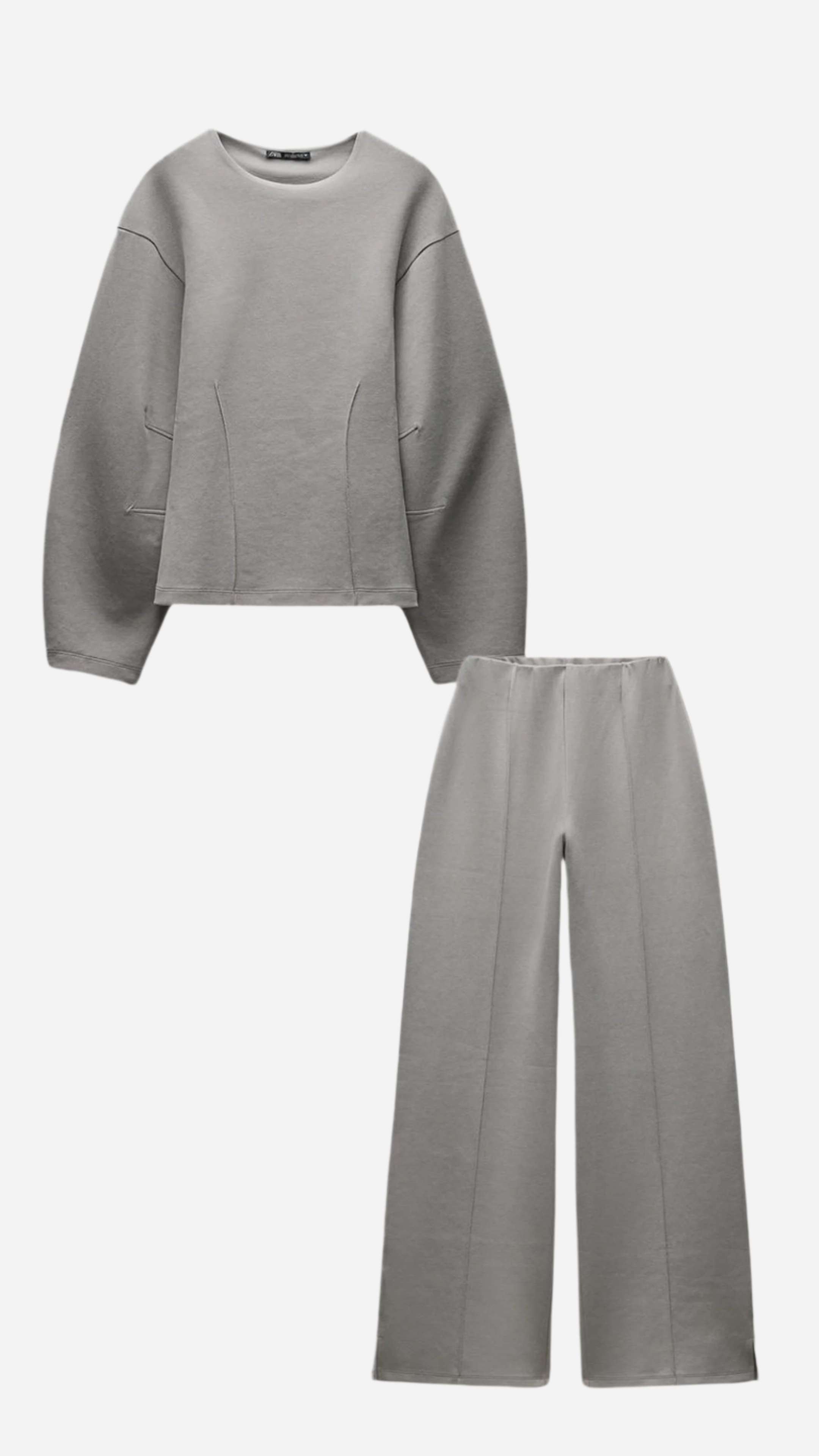 Stylowy Zestaw z Komfortowym Wysokim Stanem-Sets-Szary-S-Moda Perla