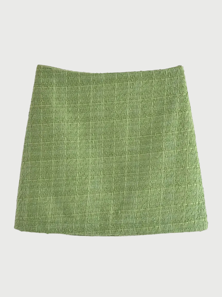 Stylowy Zielony Zestaw Tweedowy z Guzikami w Kształcie Serduszek – Wszechstronny-Sets-Moda Perla