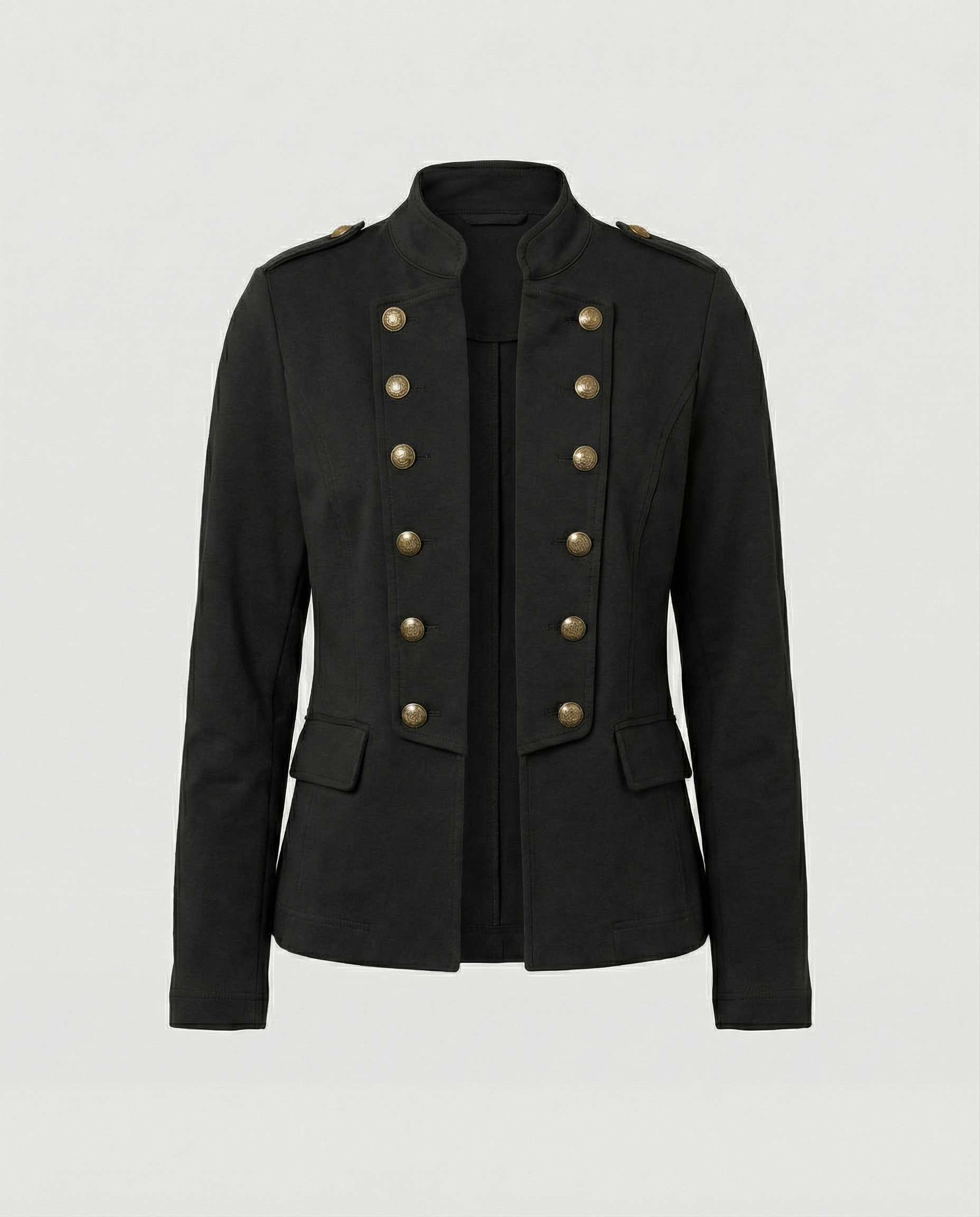 Szara Marynarka Damska | Elegancki Krój ze Stójką, Idealna na Co Dzień 11