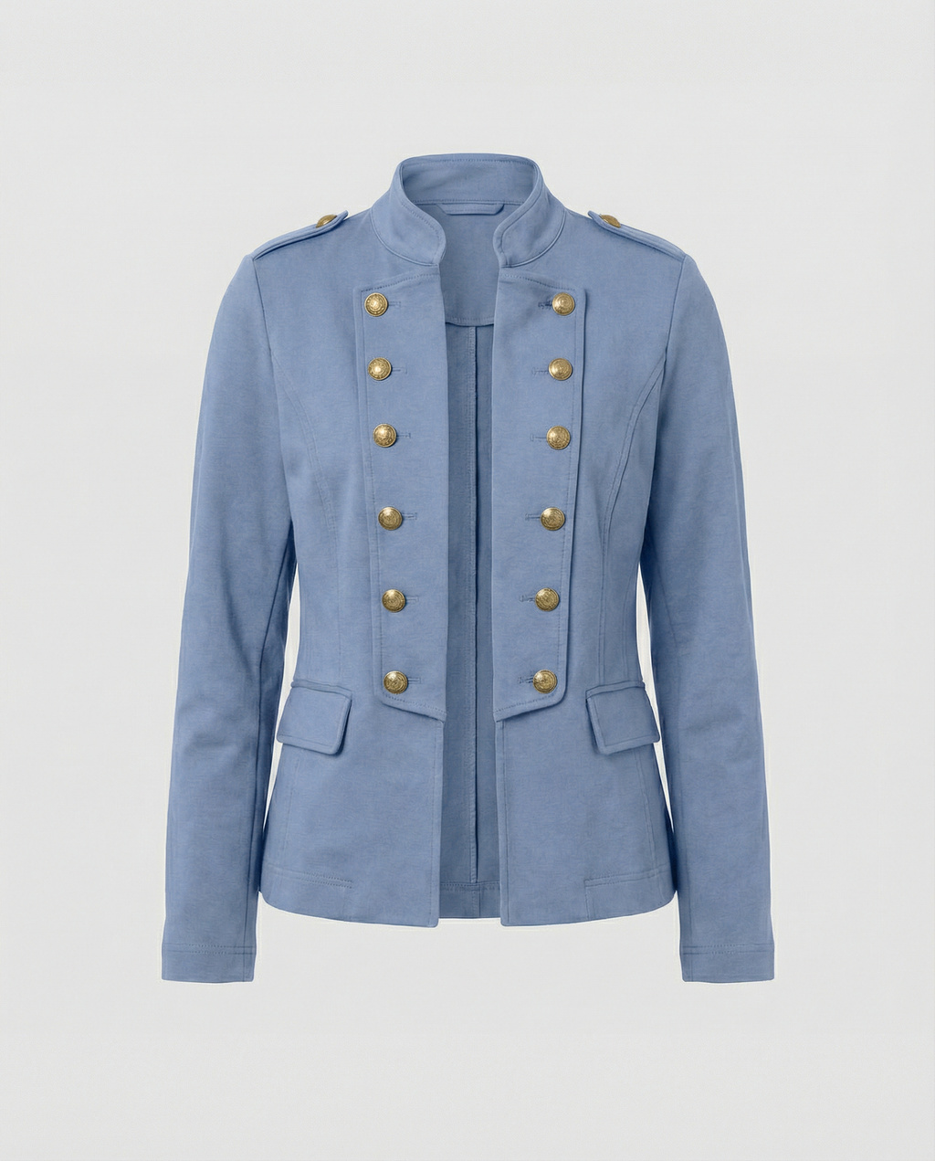 Szara Marynarka Damska | Elegancki Krój ze Stójką, Idealna na Co Dzień 12