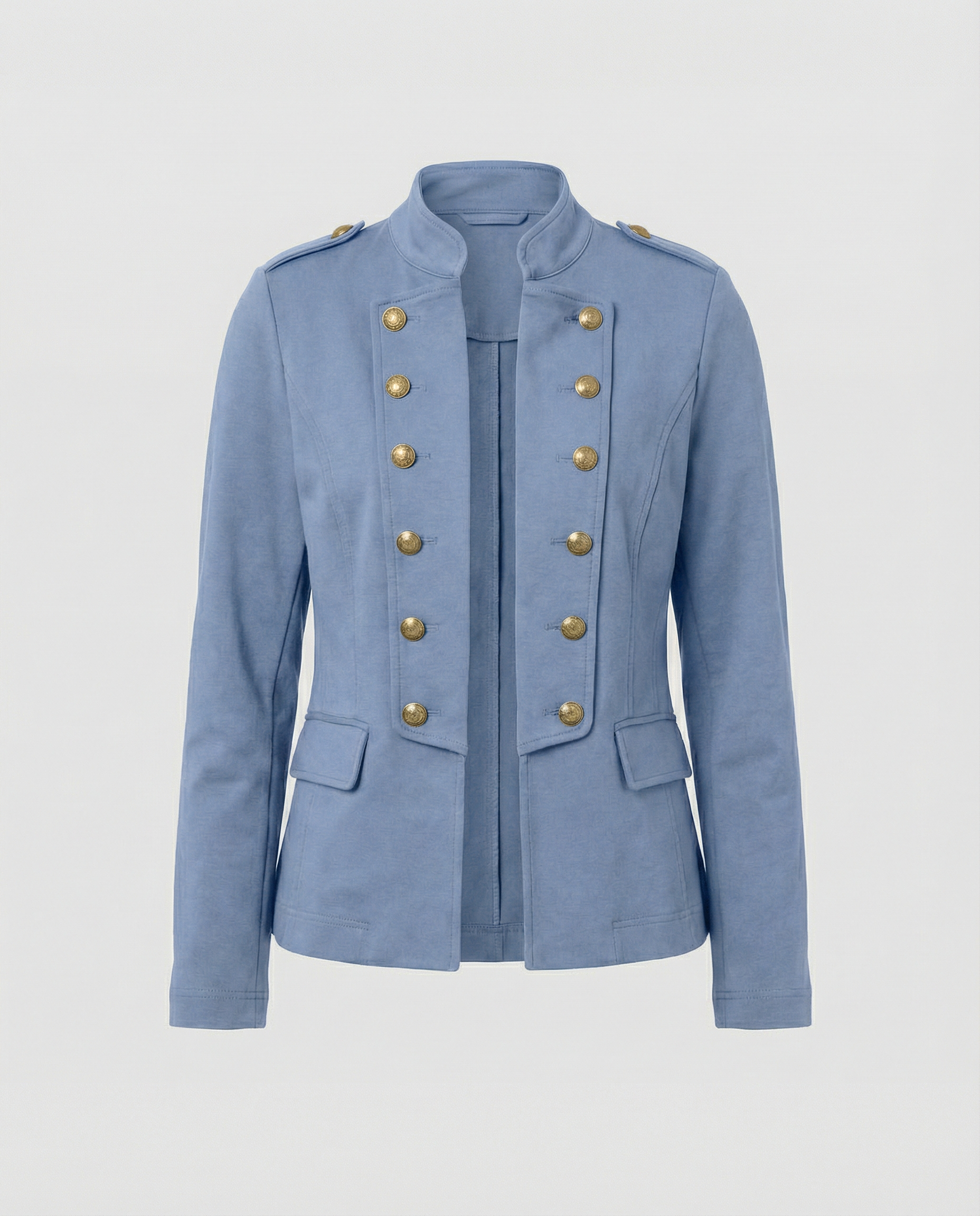 Szara Marynarka Damska | Elegancki Krój ze Stójką, Idealna na Co Dzień 12