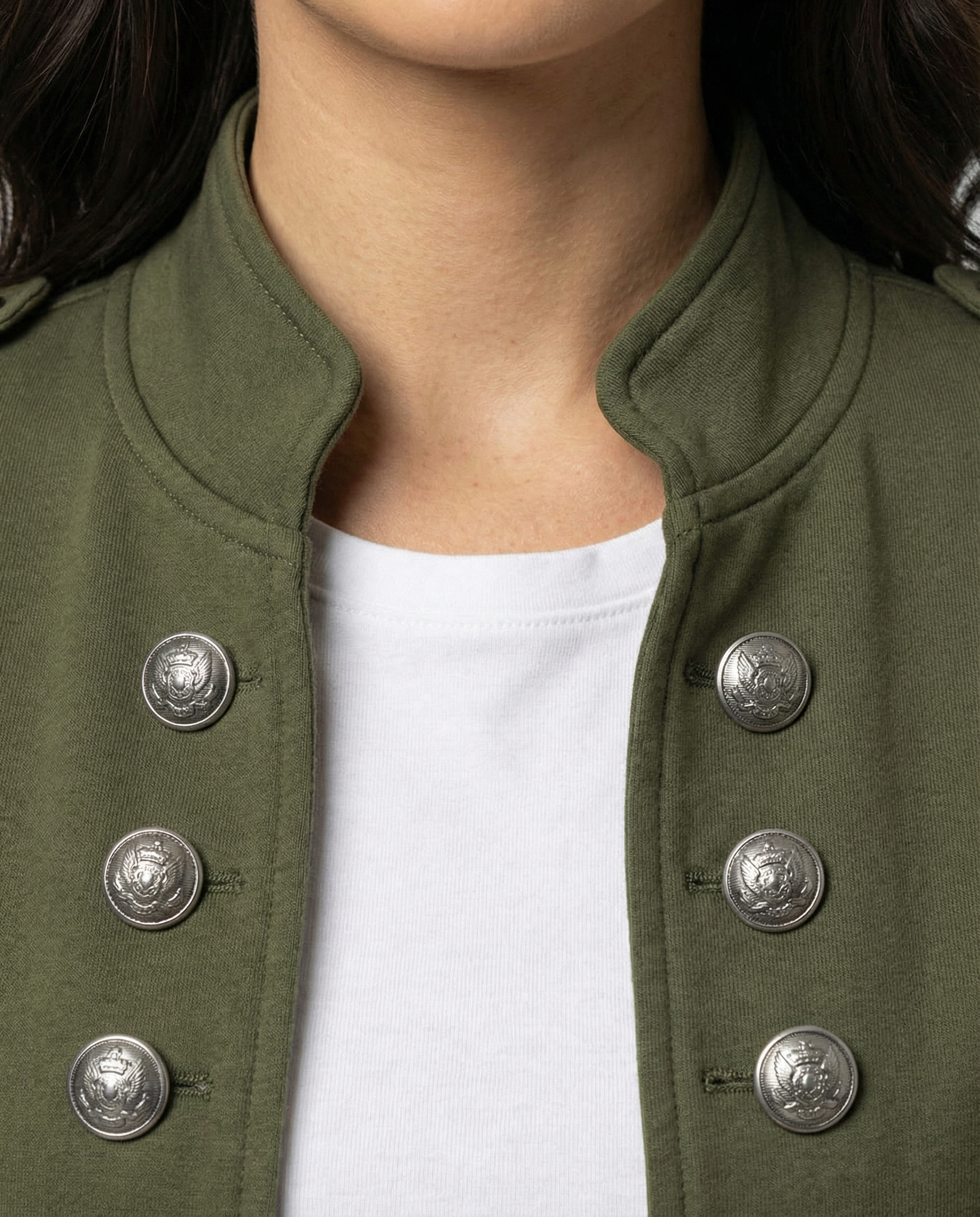 Szara Marynarka Damska | Elegancki Krój ze Stójką, Idealna na Co Dzień 3