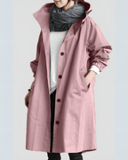 Wiosenny Wodoodporny Płaszcz Trencz z Kapturem dla Kobiet-Women's Coat-Moda Perla-Różowy-XS-Moda Perla
