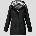Wodoodporna Kurtka Damska z Kapturem - Idealna na Deszcz-Women's Jacket-Moda Perla-Czarny-S-Moda Perla