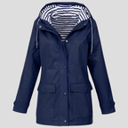 Wodoodporna Kurtka Damska z Kapturem - Idealna na Deszcz-Women's Jacket-Moda Perla-Granatowy-S-Moda Perla