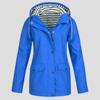 Wodoodporna Kurtka Damska z Kapturem - Idealna na Deszcz-Women's Jacket-Moda Perla-Niebieski-S-Moda Perla