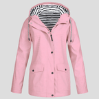Wodoodporna Kurtka Damska z Kapturem - Idealna na Deszcz-Women's Jacket-Moda Perla-Różowy-S-Moda Perla