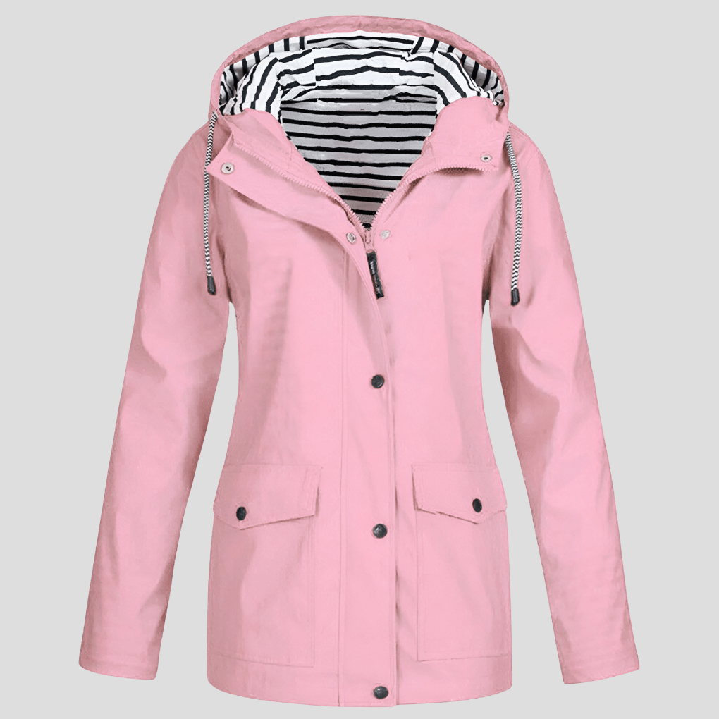 Wodoodporna Kurtka Damska z Kapturem - Idealna na Deszcz-Women's Jacket-Moda Perla-Różowy-S-Moda Perla