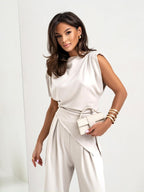 Zestaw Dresowy Damski | Drapowany Top i Szerokie Spodnie, Elegancki Styl 5