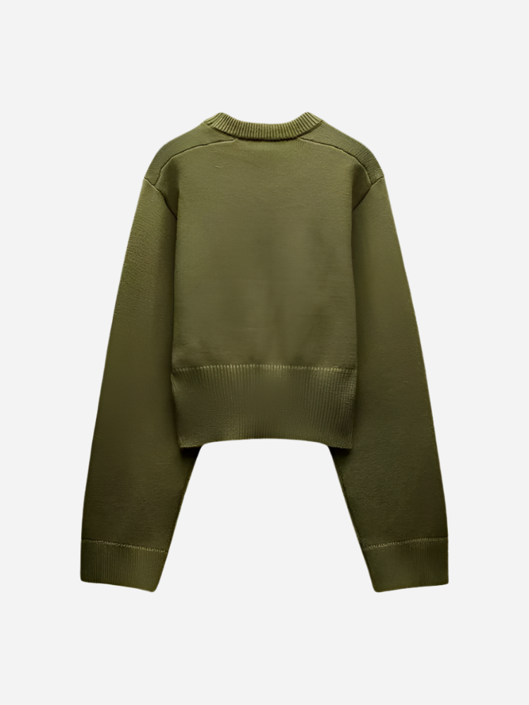 Zielony Sweter Dziany - Idealne Połączenie Komfortu i Stylu-Sweaters-Zielony-S-Moda Perla