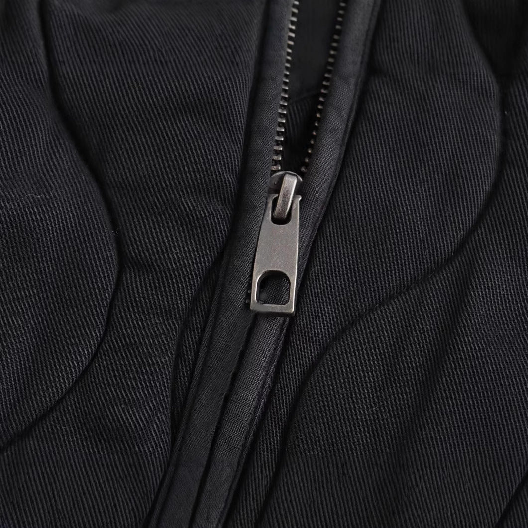 Zimowa Pikowana Kurtka Damska z Przednim Zapięciem-Women's Jacket-Moda Perla-Szary-XS-Moda Perla