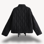 Zimowa Pikowana Kurtka Damska z Przednim Zapięciem-Women's Jacket-Moda Perla-Szary-XS-Moda Perla