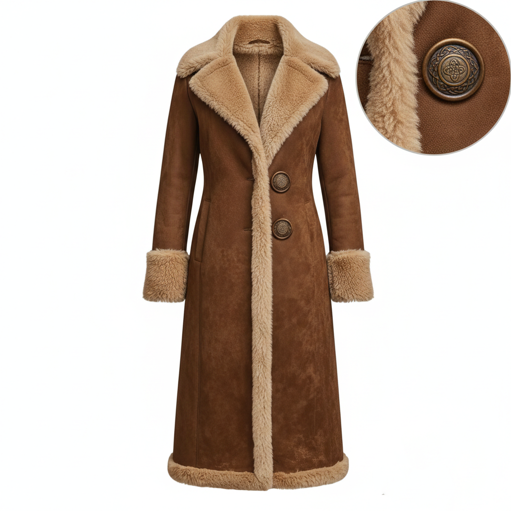 Płaszcz zimowy damski – Kożuch z Futerkiem Maxi