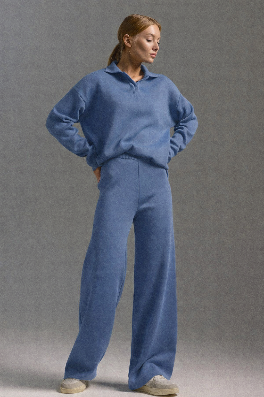 Hanna Damski Zestaw Wypoczynkowy | Swobodny Krój z Kołnierzykiem