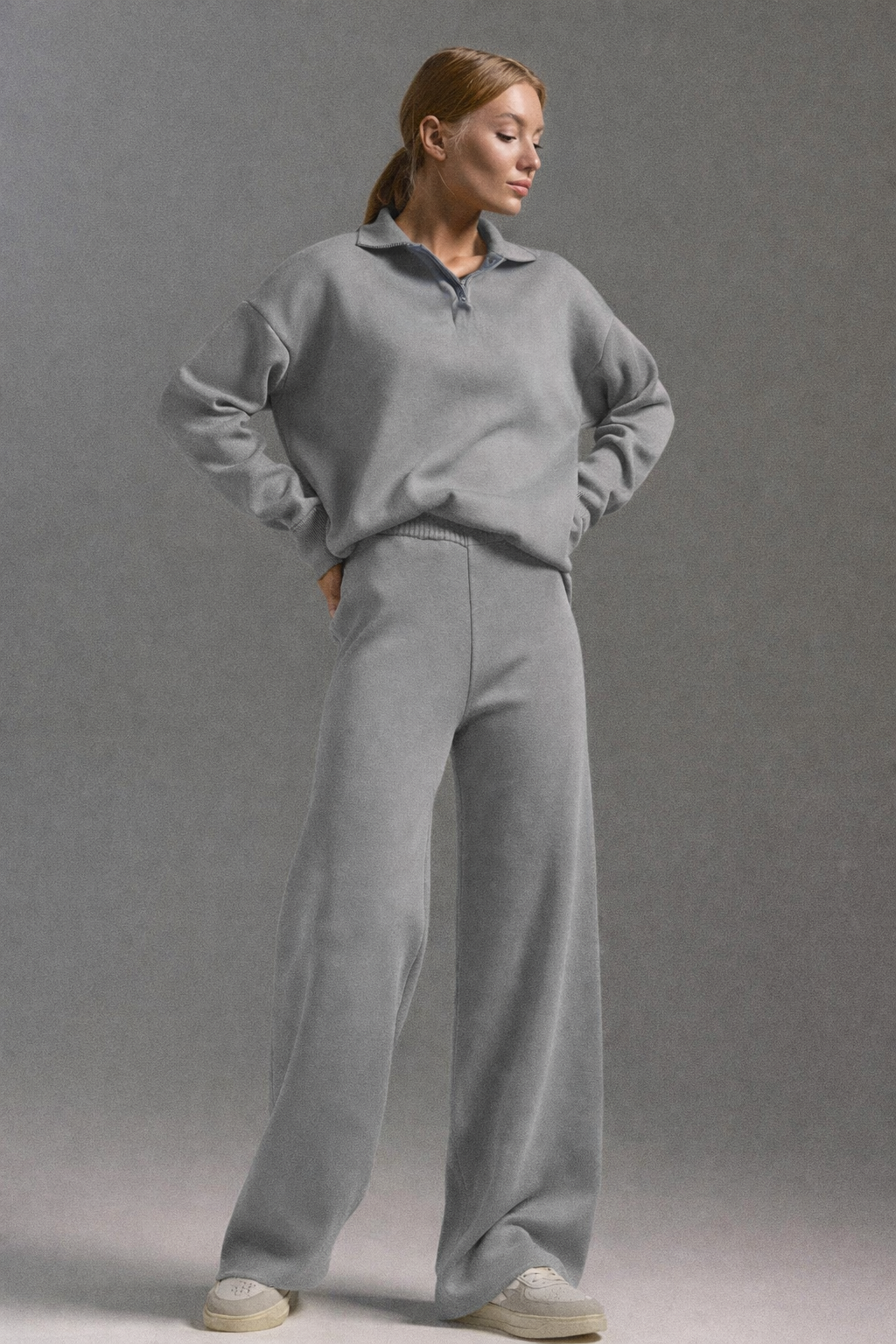 Hanna Damski Zestaw Wypoczynkowy | Swobodny Krój z Kołnierzykiem