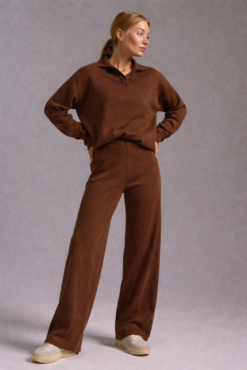 Hanna Damski Zestaw Wypoczynkowy | Swobodny Krój z Kołnierzykiem